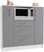 Küchenschrank Schublade Unterschrank Küche Küchenmöbel Mikrowelle Esilo Weiß/Anthrazit