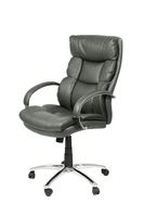 PAUL-XXL Chefsessel, Metall verchromt, Kunstleder dunkelgrau, Absatz schwarz