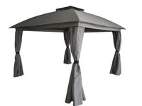 Doppeldach-Pavillon mit Klappe und Seitenwänden aus stabiler Stahl und Polyester Konstruktion 3,30 x 3,30 m