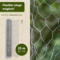 Maschendrahtzaun verzinkt, 25 m lang, silber