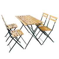 5tlg. Outdoor-Klappstuhl-Set., 4-Sitzer mit 2 Streben aus Akazienholz geölt