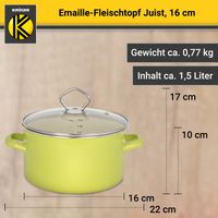 Emaillierter Fleischtopf Juist mit Glasdeckel, 16 cm