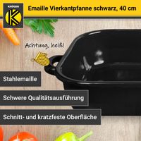 Emaillierte Vierkantpfanne schwarz, 40 cm