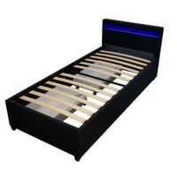 HOME DELUXE LED Bett NUBE mit Schubladen und Matratze - 90 x 200 cm Schwarz