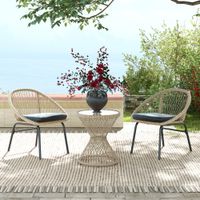 Beistelltisch Rattan Gartentisch, 45 x 45 cm Couchtisch mit UV-Schutz