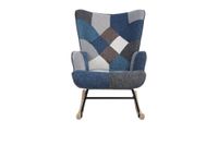 Skandinavischer Schaukelstuhl IVAR, Stoffbezug Patchwork - ca. 69 x 81 x 92,5 cm - Mehrfarbig