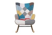 Skandinavischer Schaukelstuhl "Chester" aus Stoffbezug Patchwork, ca. 69 x 81 x 92,5 cm - Mehrfarbig