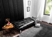 Schlafsofa mit Bettfunktion & zusammenklappbaren Getränkehalter, ca. 167 x 81 x 72 cm - Schwarz
