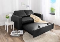 2-Sitzer Sofabett inkl. Kissen, ca. 150 x 96 x 86 cm - Lederoptik Schwarz
