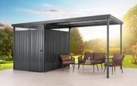Metallgerätehaus 5㎡ Skylight mit 7㎡ Carport-Erweiterung 2 in 1, ca. 245 x 490 x 226 cm