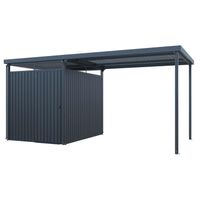 Metallgerätehaus 5㎡ Skylight mit 7㎡ Carport-Erweiterung 2 in 1, ca. 245 x 490 x 226 cm