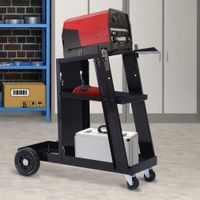 Schweißwagen, Gasflaschenwagen, mit Sicherheitskette, 3 Regale, schwarz