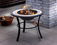 Feuerstelle Mosaik "Fogon" aus Stahl, Ø 70 x 70 x 54 cm - Schwarz / Bunt