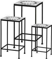 3er-Set Mosaik Pflanzenständer "Quadrato" aus Metall - Schwarz