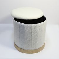 Sitzhocker mit Stauraum und Teddy-Bezug, ca. 42 x 42 x 43 cm – Weiß