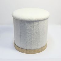 Sitzhocker mit Stauraum und Teddy-Bezug, ca. 42 x 42 x 43 cm – Weiß