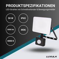 LED-Fluter mit Schnellverbinder & Bewegungsmelder, white cover, 50 W, 4000 K (neutralweiß)
