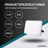 LED-Fluter mit Schnellverbinder, white cover, 10 W, 4000 K (neutralweiß)