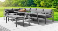 14tlg. Alu-Lounge SEBASTIAN Ecksofa Set - Anthrazit