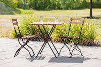 3tlg. Bistro Outdoor-Klappstuhl-Set, 2-Sitzer ohne Armlehne aus Akazienholz 