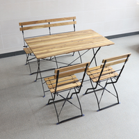 4tlg. Bistro-Set aus Akazienholz, klappbar - Braun
