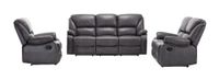 3tlg. Relaxsofa-Set mit Relaxfunktionen in Lederoptik - Grau