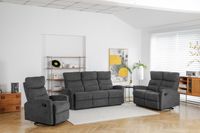 3tlg. Polstergarnitur mit 5 Relaxfunktionen - Dunkelgrau