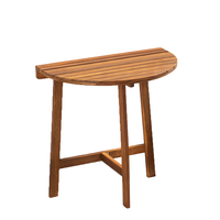 Klappbarer Beistelltisch halbrund aus Akazienholz, ca. 80 x 44,5 x 71 cm - Braun