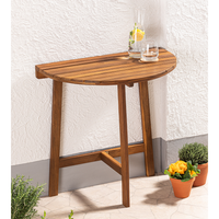 Klappbarer Beistelltisch halbrund aus Akazienholz, ca. 80 x 44,5 x 71 cm - Braun