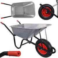 Schubkarre 85 Liter bis 160 kg, Garten Bauschubkarre, Gummi-Luftreifen mit Felge - verzinkt