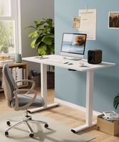 Flexispot Basic höhenverstellbarer Schreibtisch Weiß + 140*80CM Tischplatte Weiß Single Motor