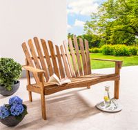 2-Sitzer Adirondack-Gartenbank aus Akazienholz, ca. 125 x 80 x 94 cm - Dunkelbraun