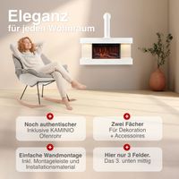 KAMINIO Elektrokamin LIZ mit Ofenrohr - Elektrischer Wandkamin - Weiß