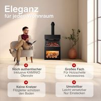 KAMINIO Elektrokamin HENRI mit Ofenrohr - Elektrischer Kaminofen - Schwarz