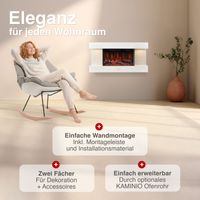 KAMINIO Elektrokamin LIZ - Elektrischer Wandkamin - Weiß