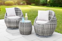 3tlg. Balkonset Gartenmöbel COMO aus Aluminium, drehbar, inkl. Polsterauflage - Braun