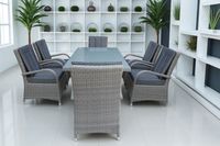 19tlg. Dining Set Sitzgruppe DUBLIN aus Aluminium inkl. Polsterauflage, Braun