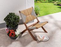 Faltbarer Gartenstuhl Klappstuhl mit Patchwork-Muster, ca. 61 x 76 cm - Akazienholz