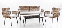 7tlg. Lounge-Set Sitzgruppe MARRY aus Aluminium und Rope-Geflecht inkl. Polsterauflage - Braun