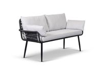 2-Sitzer Gartensofa ANDY aus Aluminium und Rope-Geflecht inkl. Polsterauflage - Grau