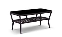 Gartentisch ANDY aus Aluminium und Rope-Geflecht mit Sicherheitsplatte ca.100x50x43cm-Grau