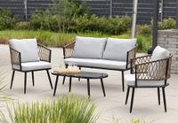 11tlg. Lounge-Set BARI aus Aluminium und Rope-Geflecht inkl. Polsterauflage - Grau