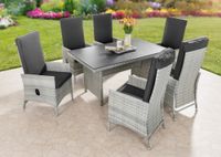 13tlg. Dining Set Sitzgruppe JUNIO aus Aluminium inkl. Polsterauflage, braun-grau