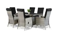 13tlg. Dining Set Sitzgruppe JUNIO aus Aluminium inkl. Polsterauflage, braun-grau