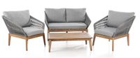 11tlg. Lounge-Set aus Akazienholz und Rope-Geflecht inkl. Polsterauflage - Grau