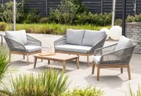 11tlg. Lounge-Set aus Akazienholz und Rope-Geflecht inkl. Polsterauflage - Grau