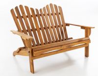 2-Sitzer Adirondack-Gartenbank klappbar aus Akazienholz, ca. 125 x 80 x 94 cm - Hellbraun