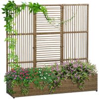 Polyrattan Hochbeet mit Rankgitter, Blumenkasten für Garten Sand