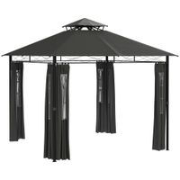 Pavillon ca. 3 x 3 m Gartenzelt mit Seitenwand Partyzelt mit Doppeldach