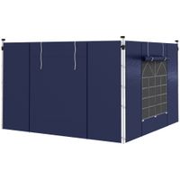 2 Seitenteile Seitenwände für 3x3/3x6m Pavillon mit Fenster, Tür, Blau
